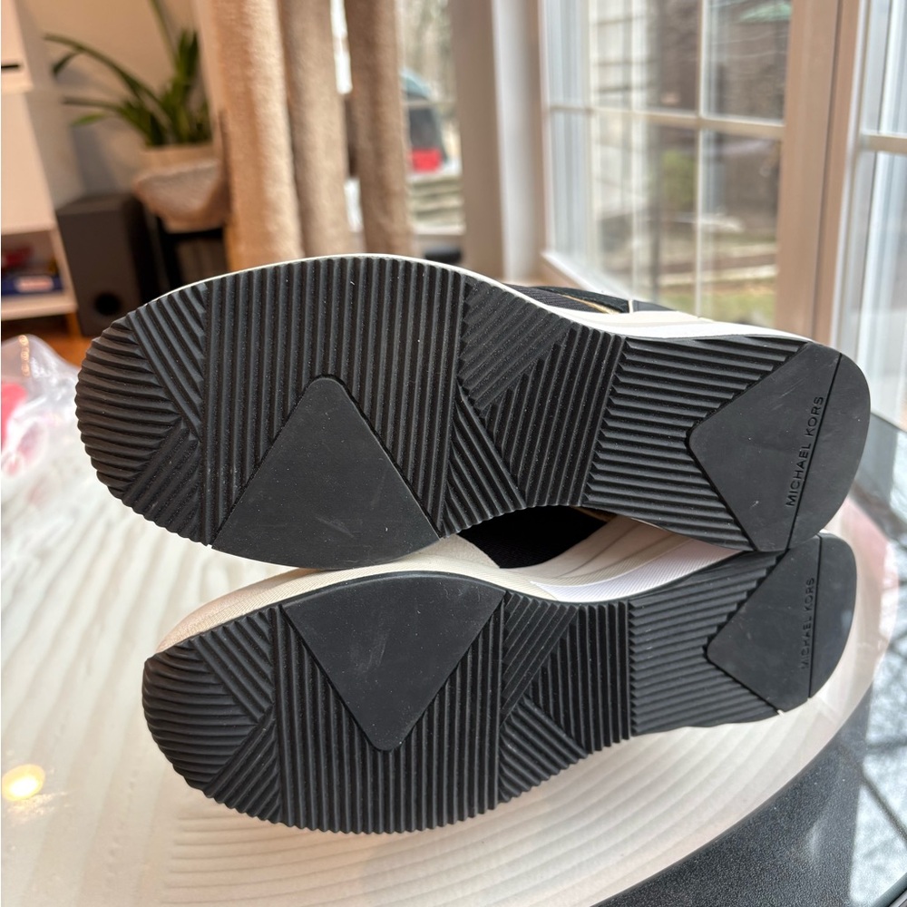 Michael Kors Georgie Trainers Black, Cream & Gold Wedge Sneakers - Picture 7 of 7